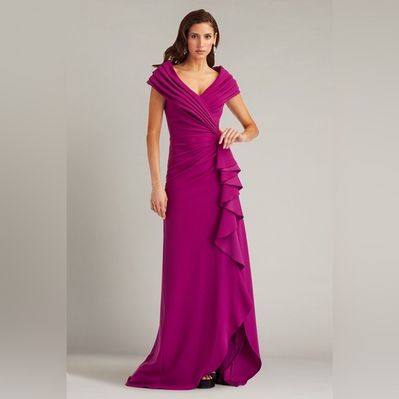TADASHI SHOJI - TALISE WATERFALL FLOUNCE GOWN